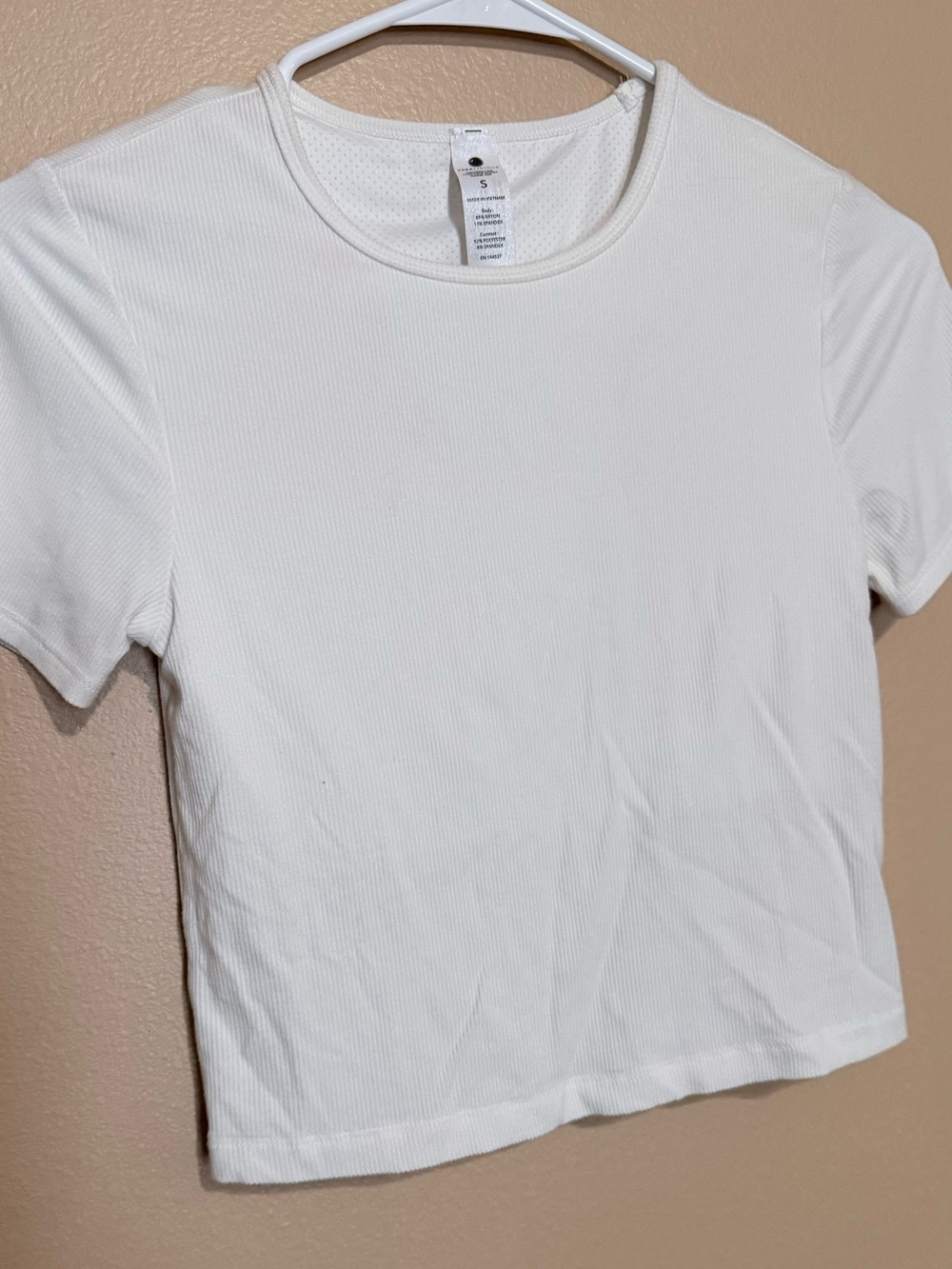 Yogalicious White Ribbed Crewneck Crop Tee